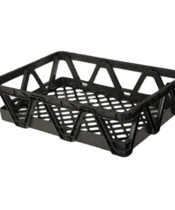 Light Duty Freezer Nesting Crate - Plastic Box - Vented Base and Sides - 65.5 x 46 x 17 cm - Recycled Material - Black - PI-730L-black