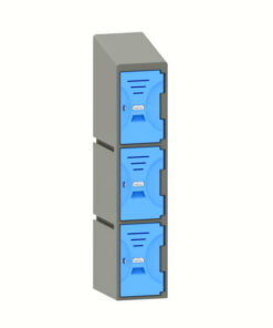 Plastic Locker - Solid Door - Slant Top - 3 Tier - 45.5 x 31 x 148 cm - PA439A