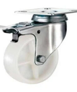 Castor Wheels - Polypropylene - Top Plate Swivel - Brake - White -125mm - TOOC423