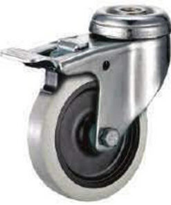 Castor Wheels - Thermoplastic Rubber - Bolt Hole Swivel - Brake - 100mm - TOOC514