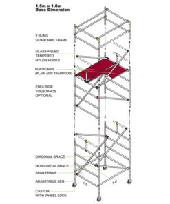 Wide Aluminium Span Tower - 1850 x 1500 x 10200mm - SPANTWR10200