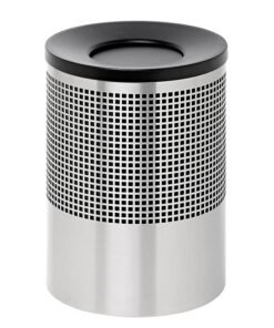 Steel Litter Bin - Wide - Swivel Funnel Top Lid and Bin Liner - Square Punch - 400 Ø x 600 (H) mm - Stainless Steel - 771SS-027SD