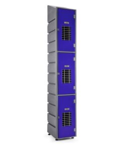 Plastic Locker - Mesh Door - HACCP Compliant - Slanted Top - 3 Tier - LOCKER3MESH-SLANT