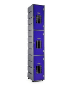 Plastic Locker - Mesh Door - HACCP Compliant - Flat Top - 3 Tier - LOCKER3MESH-FLAT