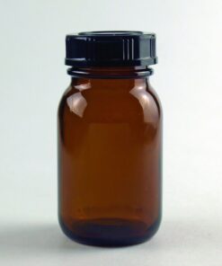 Hecht Wide-Neck Glass 300 ml, GL 55 with Thread and Screw Closure, Brown Glass