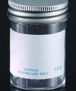 LLG Sample Containers 60 mL, PS with Metal Flowed Sterile Seal, Inert Liner Cap, Pack of 60