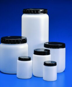 Kartell Cylindrical Jars 1500 mL HDPE White with Black Cap Pack of 10