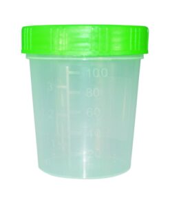 Paul Boettger Urine Beaker 125 ml, PP with Screw-Cap Green, HD-PE, Pack of 100