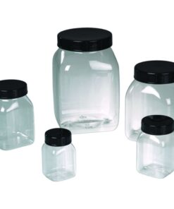 Bürkle Wide Neck Can 50 ml, Square PETG Clear, with Closure