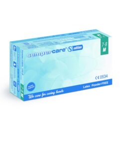 Semperit Sempercare Edition Latex Natural White Powder-Free Gloves, Size S (6–7), Pack of 100