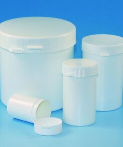 LLG Sample Containers, Round, 1000 mL, PP White with PP Tear-Off Lid, Pack of 5