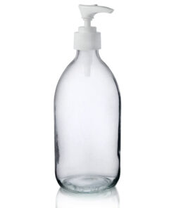 Glass Bottle Clear with White lotion pump  - 500ml