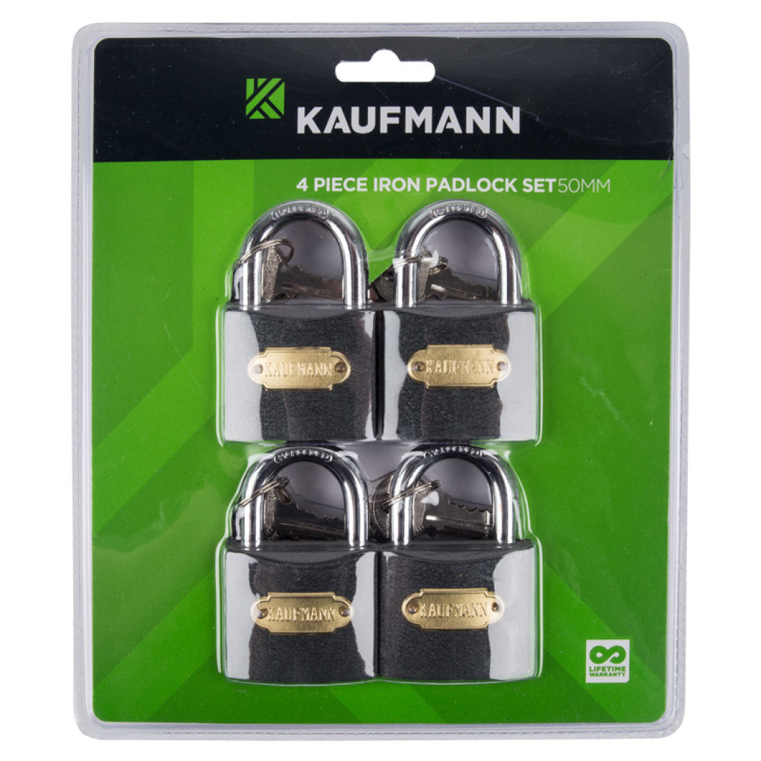 Kaufmann Steel Lock Set 4 Pc 50Mm
