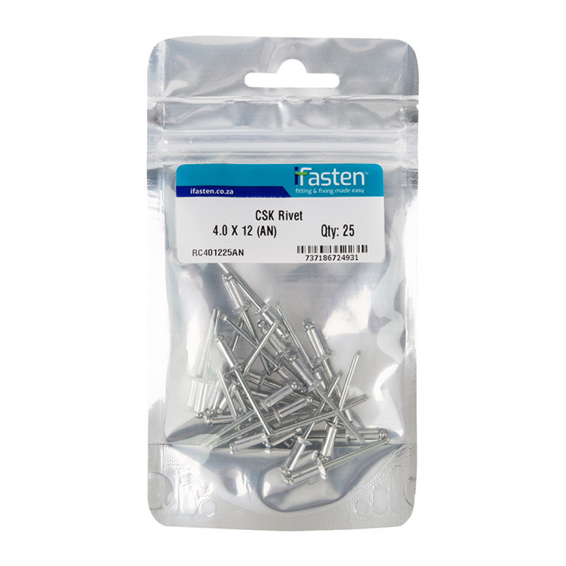 Ifasten Rivet Csk 4.0Mmx12Mm 25 Pp