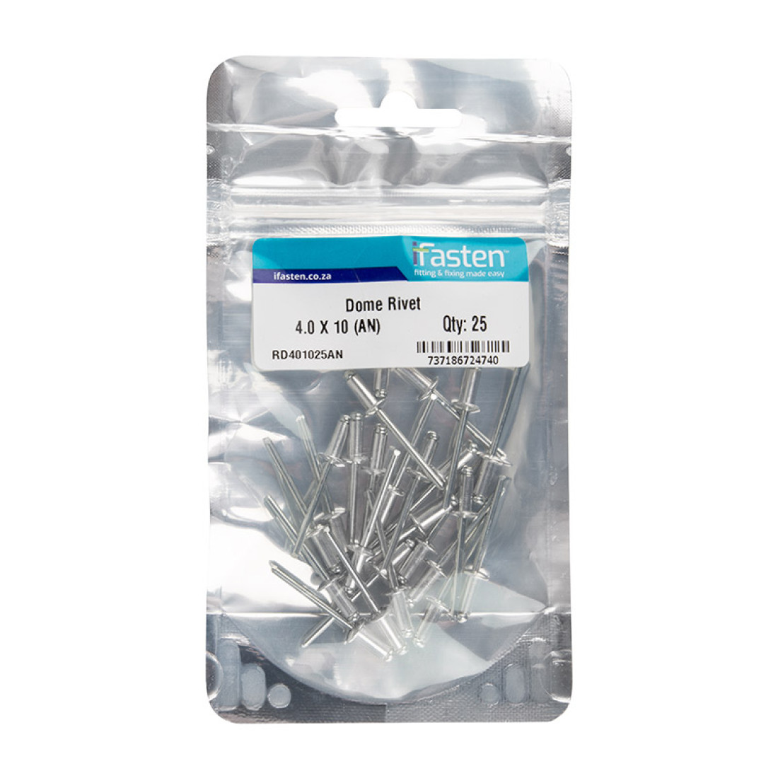 Ifasten Rivet Dome 4.0Mmx10Mm 25 Pp