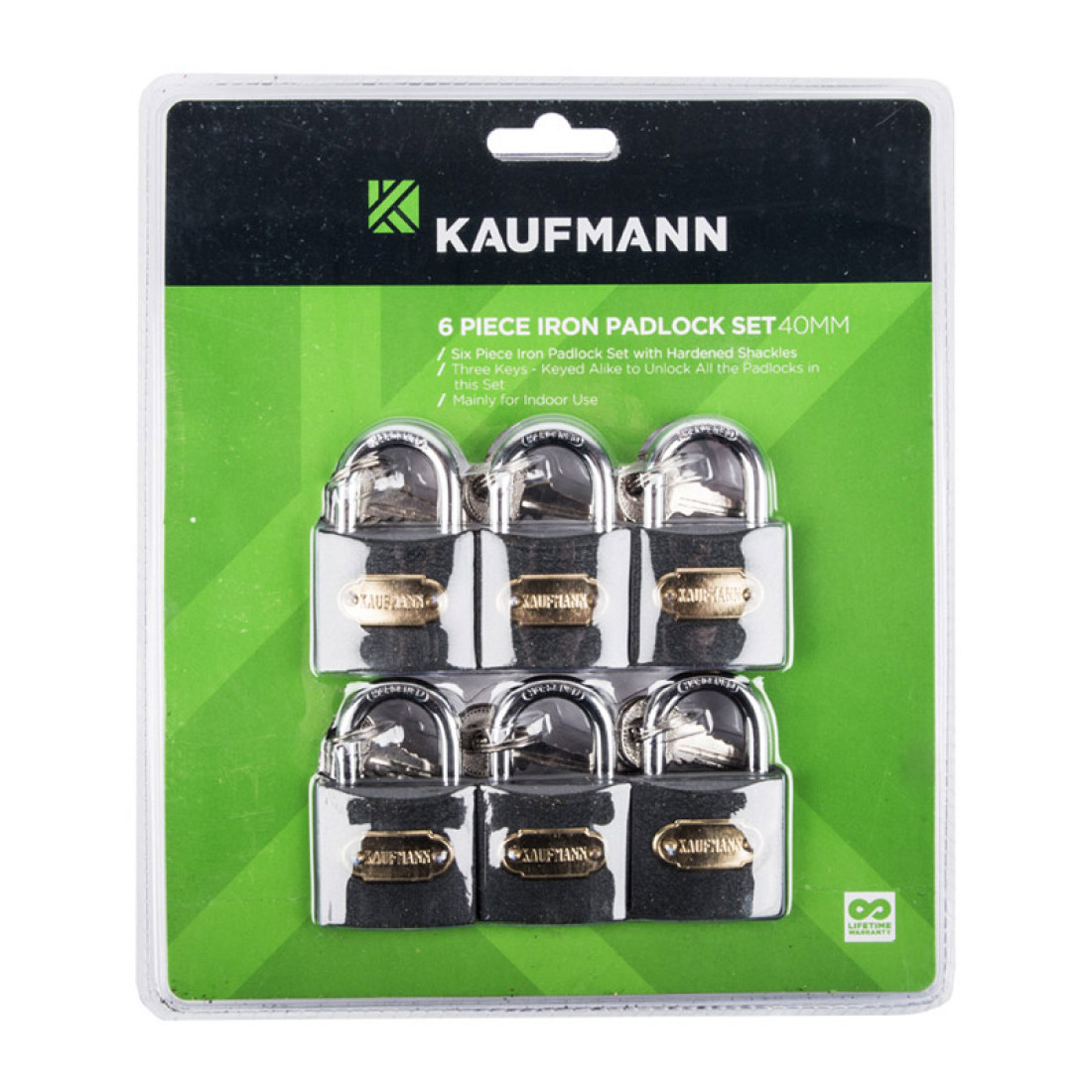 Kaufmann Steel Lock Set 6 Pc 30Mm